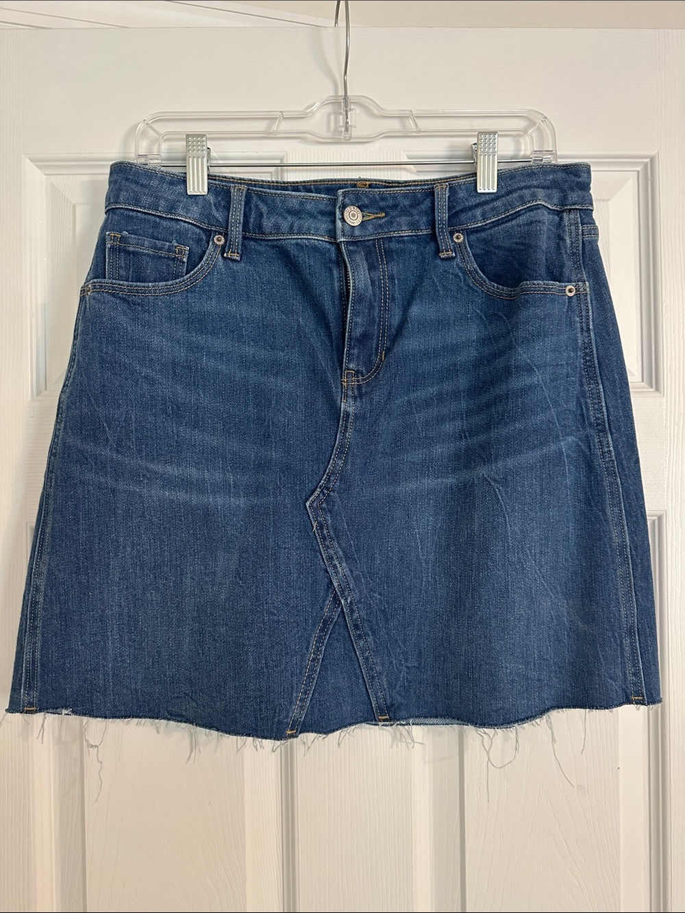 Old Navy Dark Blue Denim Mini Skirt with Raw Hem